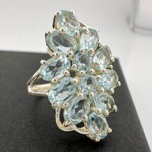 Stunning 5.78 tcw Blue Topaz Shimmering Waterfall Ring Size 6.5